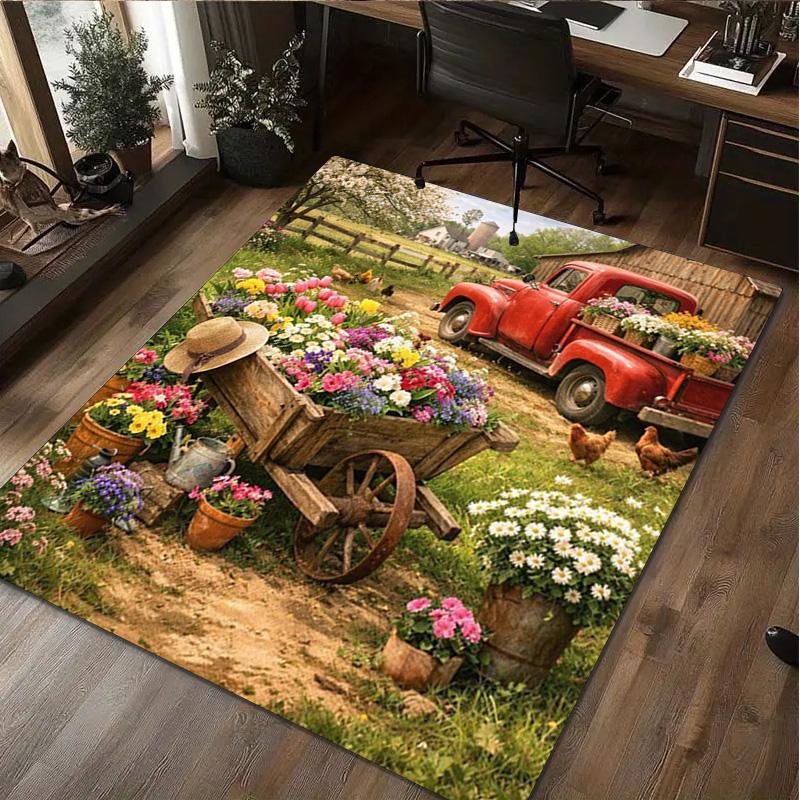 1Pc Truck Field Print Rug - home decoration Carpet For Living Room Bedroom Flooring Computer Chair Area Rug