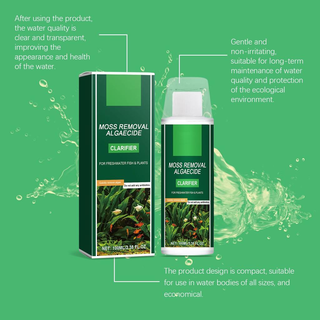 Algaecide Remove Moss Without Hurting Fish, Remove Green Brown , Remove Green Water 100ml