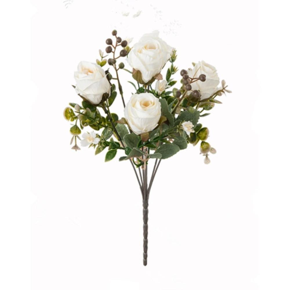 Embroidered Ball Simulation Flower Bundle Design Artificial Flower Lifelike Silk Rose Party Decor