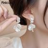 Elegant White Petal Fringe Metal Earrings Party Simple Drop Earrings Wedding Women Jewelry Anniversary Gift PD2267
