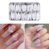 Накладные ногти с цветной глазурью, накладные ногти-стилеты, трапециевидные, вогнутые, выпуклые, акриловые, длинные, полное покрытие, прозрачные