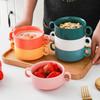 Керамическая суповая тарелка в западном стиле, двуручная, для запекания, маленькая миска, десертная миска, миска «Птичье гнездо», паровой омлет с тремеллой, водонепроницаемая, подарок
