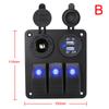 Digital Voltmeter Dual USB Port Outlet Combination 12~24V Circuit Control Blue LED Boat Car Switch Panel 2/3 Gang