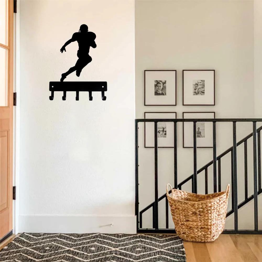 1pc Promotion Football Receiver Sport Key Hooks Holder Small 6 Inch Wide Hallway Key Holder Bathroom Towel Hooks Wall Sticker