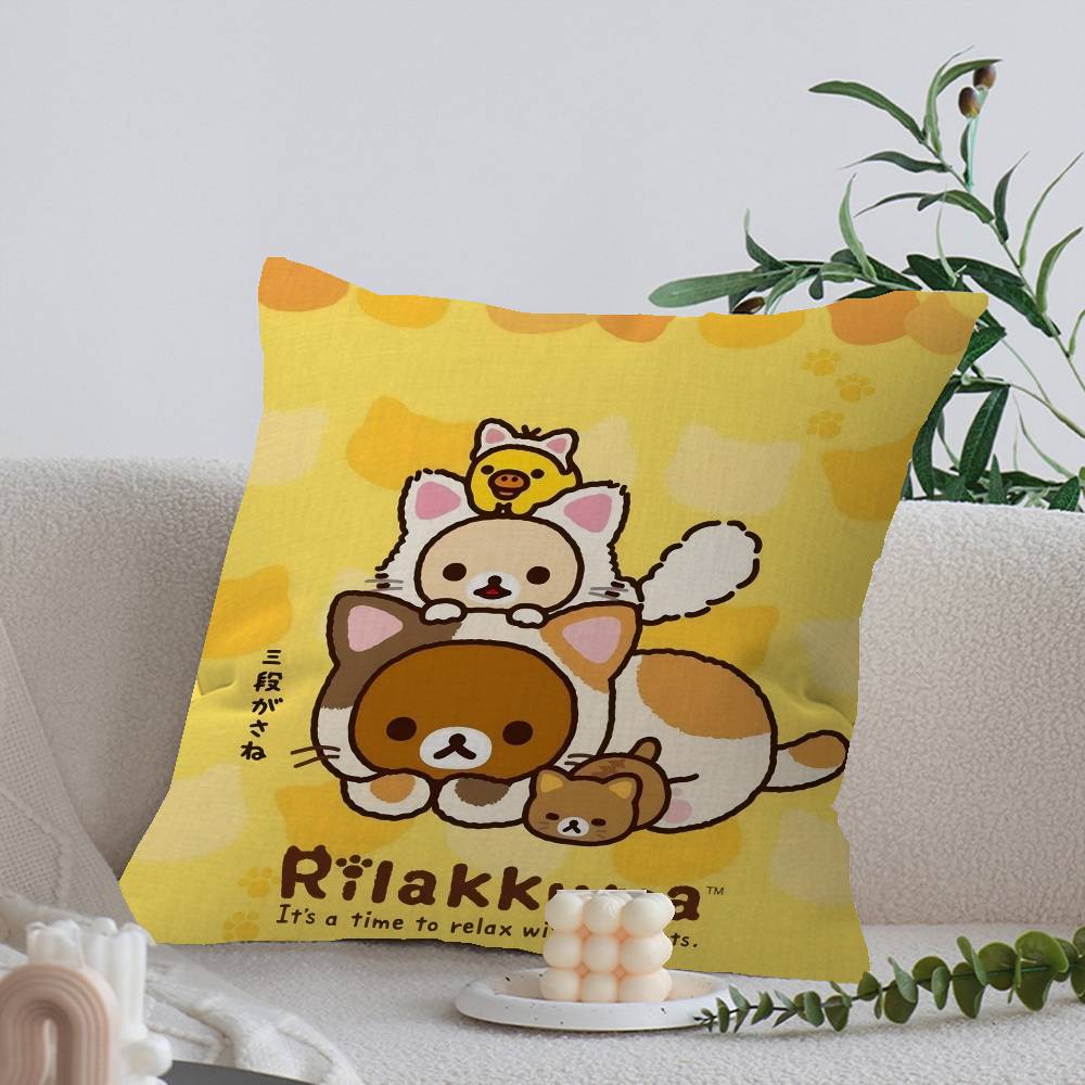 Cartoon Rilakkuma Decorative Room Aesthetics Pillow Case Home Decor Bedroom Sofa Bed Couch Pillow Cover x