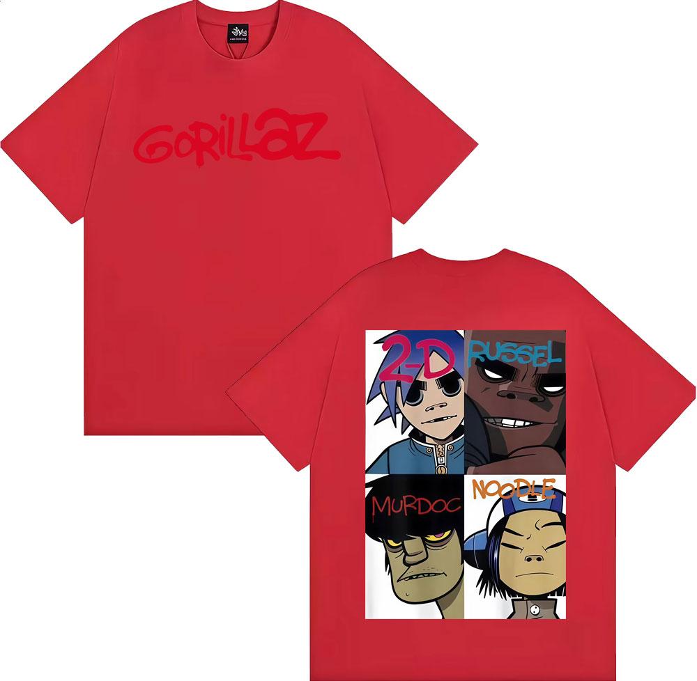 Группа Gorillaz Лица Арт Графические Футболки Унисекс Женская Одежда Ретро Мультяшные Футболки с Коротким Рукавом Модные Повседневные Оверсайз Футболки