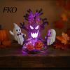 Creative Gothic Style Night Lamp Animated Seesaw Ghost Light, USB Powered 3D Cute LED Small Light for Hallway with Spooky Tree And Pumpkin Design,
