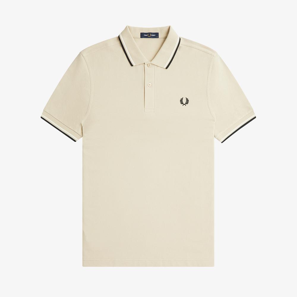 FRED PERRY [M3600] Twin Tip Fred Perry Shirt - Oatmeal/Ecru/Black Afpm2413600-U87
