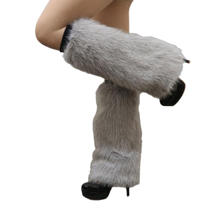 Plush Furry Leg Warmers for Women Cozy Winter Boot Toppers Cuffs Thermal Warm Fuzzy Foot Covers Footless Socks Gaiters