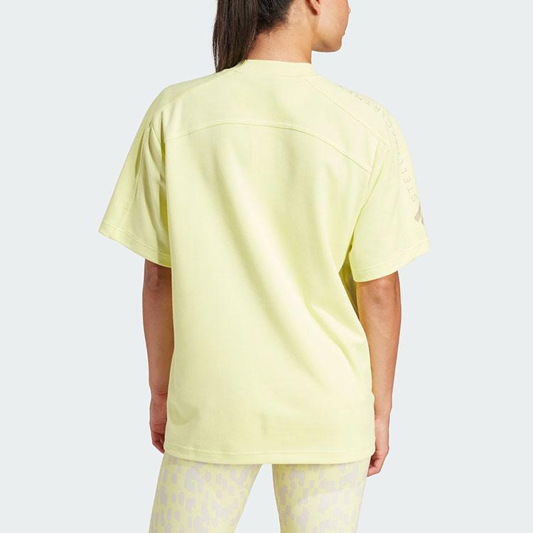 Adidas Logo Tee Solid Color Print Round Neck Short Sleeve T-Shirt Women Tops Pink Yellow IT8288
