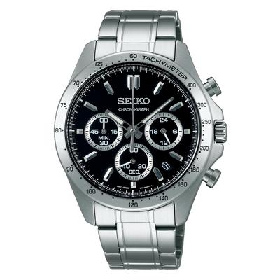 SEIKO SELECTION SBTR013 Мужские часы Батарейка Кварцевые Хронограф Дата Календарь 24-часовая стрелка Черный циферблат Нержавеющая сталь