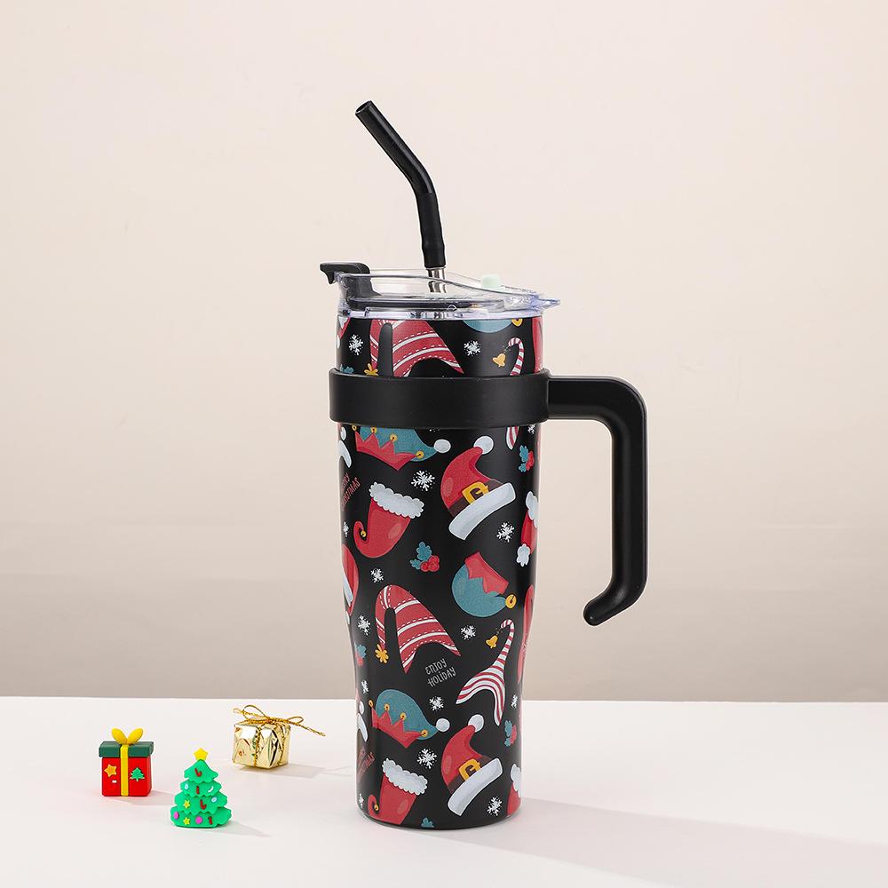 Christmas Cup 40oz Large Capacity Stainless Steel Thermos Cup Outdoor with Straw Bingba Cup
