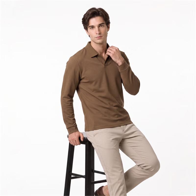 Pierre Cardin Men's Wool Blend Thickened Long-Sleeve Polo Shirt
