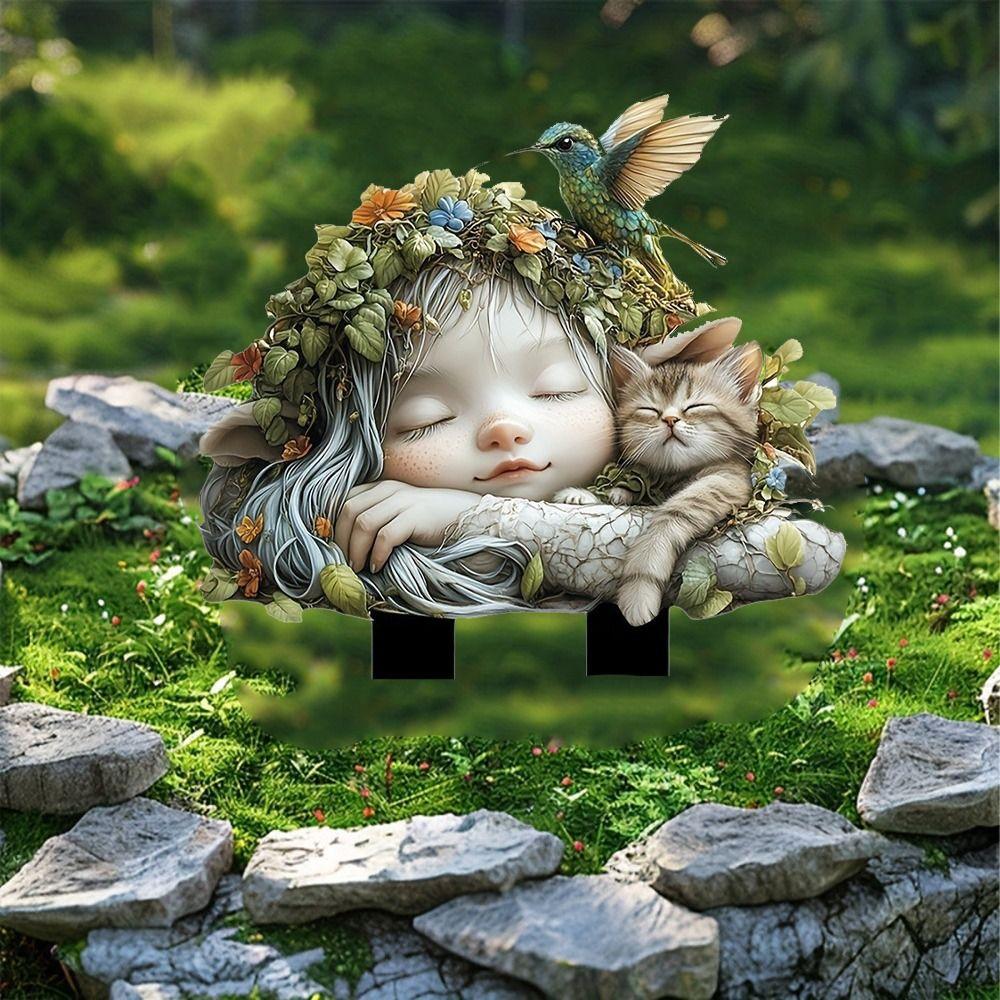 Artificial Fairy Garden Art Sculpture Cute Garden Floor Plugs Crafts Garden Stake Statue Courtyard
