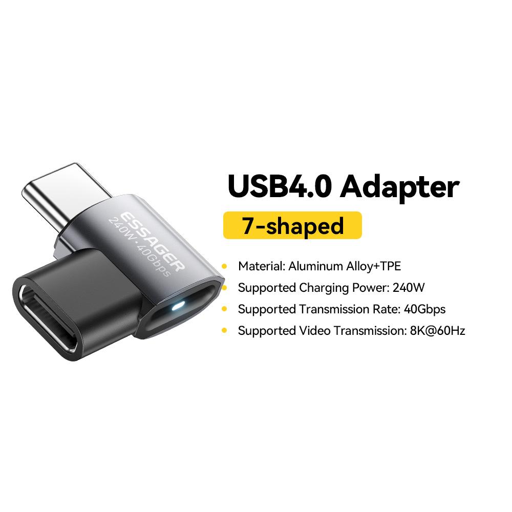 Essager USB4.0 40 Гбит/с OTG Адаптер 240 Вт Быстрая Зарядка Конвертер 90 Градусов USB Type C Адаптер Данных Для Телефона Macbook Ноутбука 8K60 Гц