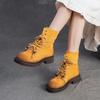 Fashion GKTINOO 2025 Natural Cow Leather Quality Women Shoes Autumn Winter Square Heel Mid-Calf Boots Lace Up Ladies Pumps Size 35-40