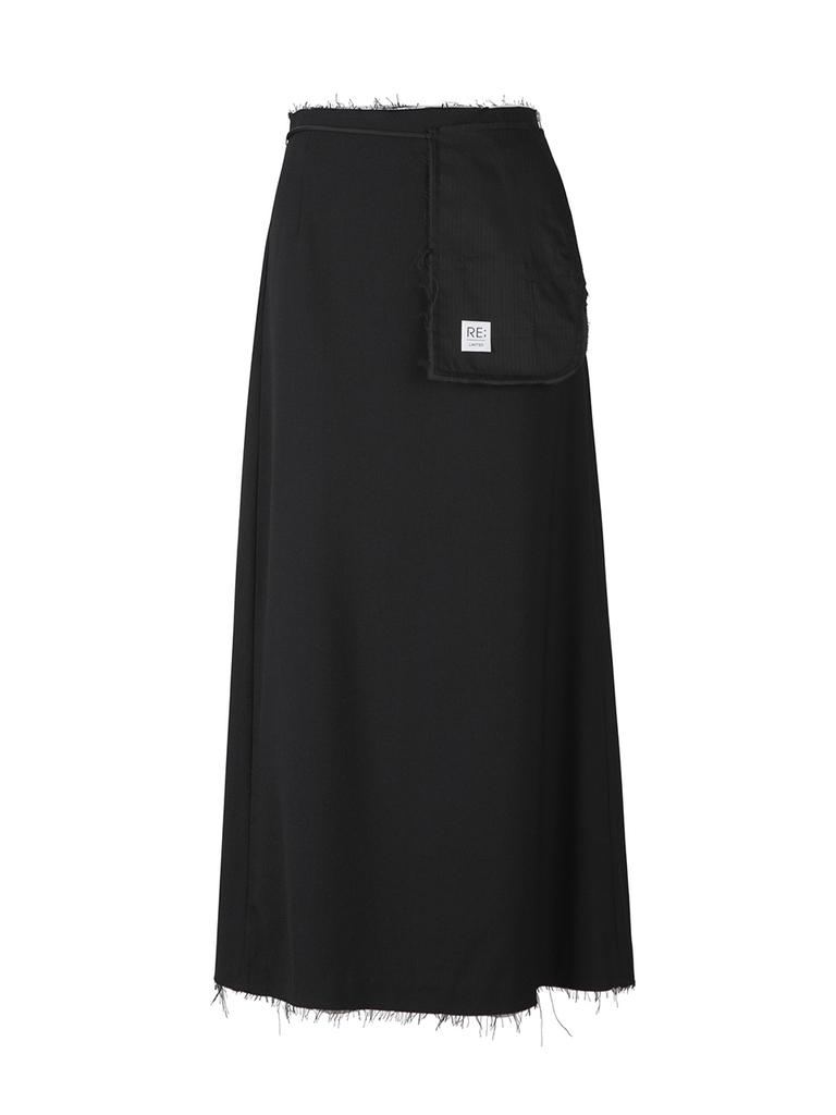 Recorde Raw Edge Detail Flare Long Skirt_Rqkaw23542Bkx