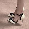 2025 Summer New Color Matching Bow Hollow Small Fragrant Versatile Climate Gentle Evening Wind Lady High Heel Shoes