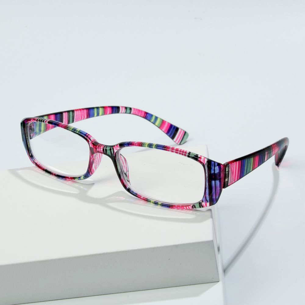 Unisex Vision Care Print Stripe Diopter Eyeglasses Retro Frame Reading Glasses Presbyopic Eyewear