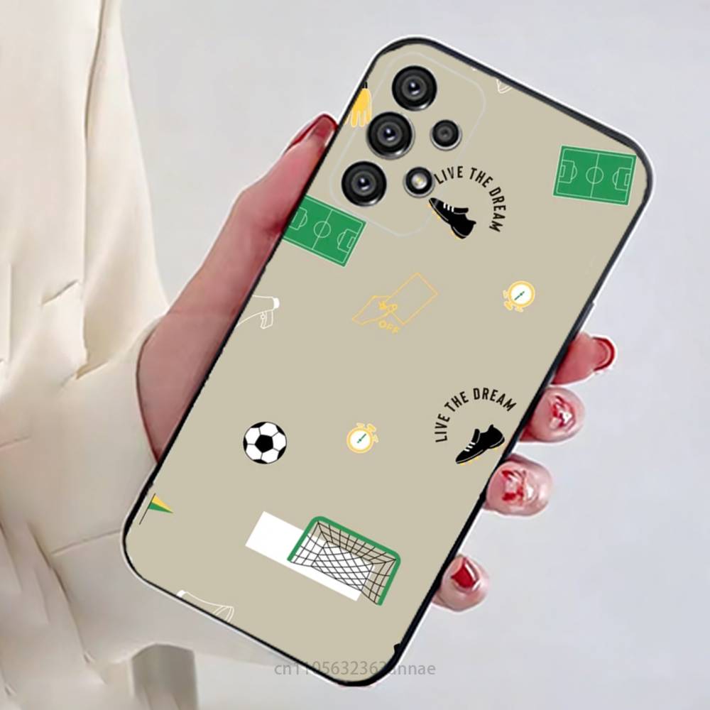 Чехол для телефона Fire Football Soccer ball для Samsung Galaxy A13, 21s, 22, 31, 32, 52, 53, 71, 80, A91, Мягкий черный корпус