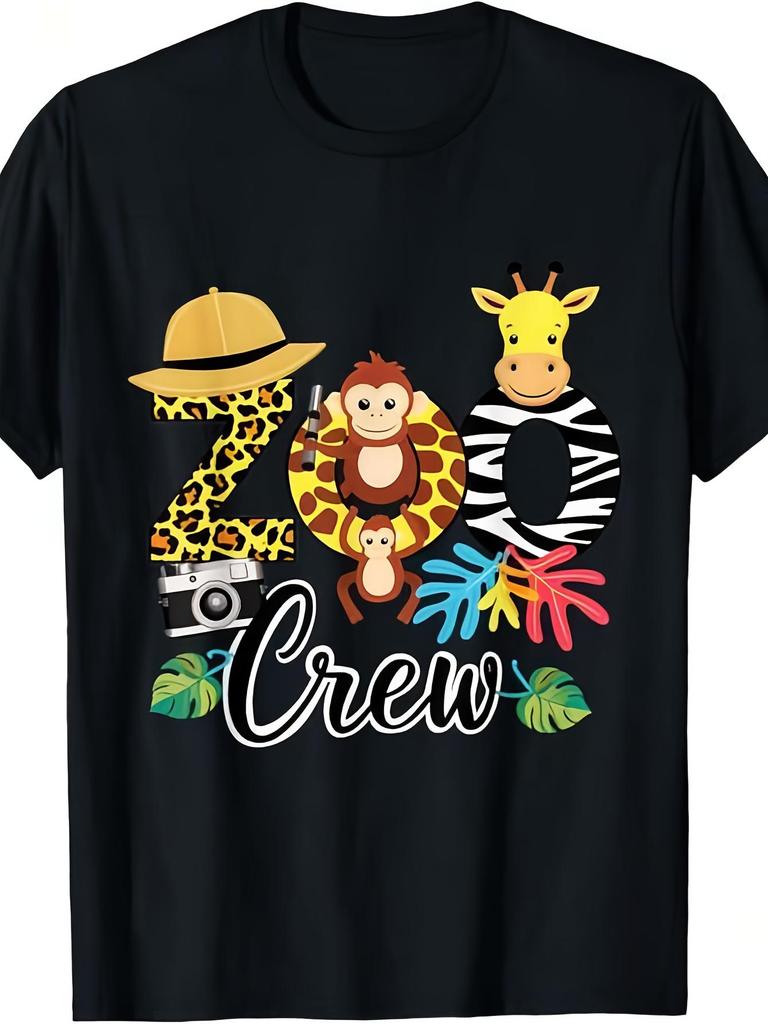 Zoo Giraffe Keeper T-Shirt - Soft and breathable vintage zoo-themed top, featuring a giraffe and fol