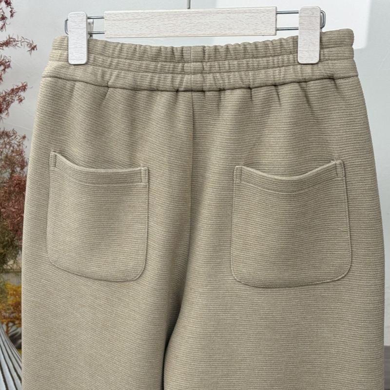 Winter Fashion Women's Loose Casual Harem Pants Elastic Waist Simple Daily Sweatpants Thicken Fleece Warm Patchwork Trouser