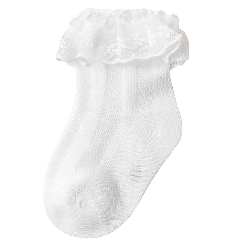 Корейские детские носки с рюшами, однотонные хлопковые дышащие сетчатые носки для маленьких девочек, детские носки для новорожденных от 0 до 8 лет