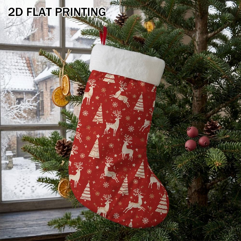Christmas decoration fireplace hanging stocking 2D Flat Printing 1pc Christmas Reindeer And Cozy Christmas Soc