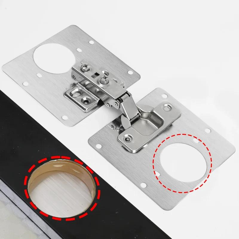 Cabinet Hinge Repair Plate Kits Kitchen Cupboard Door Hinge Mounting Plate with Holes Flat Fixing Brace Brackets Household Tools
