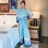 Шелковый женский пижамный костюм весна-осень с длинным рукавом, градиентный цвет, женский пижамный комплект из 2 предметов с длинными штанами, одежда для сна для женщин