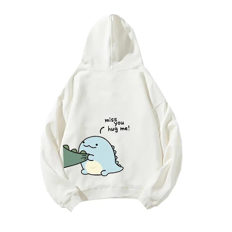Autumn/Winter Cartoon Rock Dinosaur Fashion Print Men's Casual Harajuku Y2K Cartoon Couple Hoodies Street Hip Hoodie Style