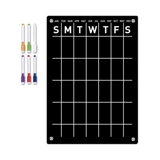 Магнитная акриловая доска для холодильника, разборчивый черный текст с 6 стираемыми маркерами, легко читаемая доска-еженедельник
