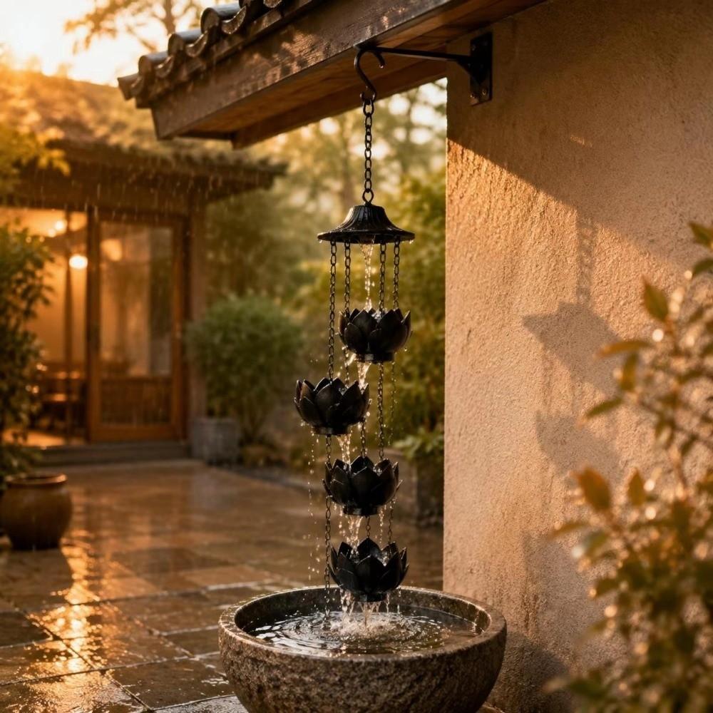 Weather-Resistant Gutter Rain Diverter Pendant Chinese Style Eave Rain Chain Patio