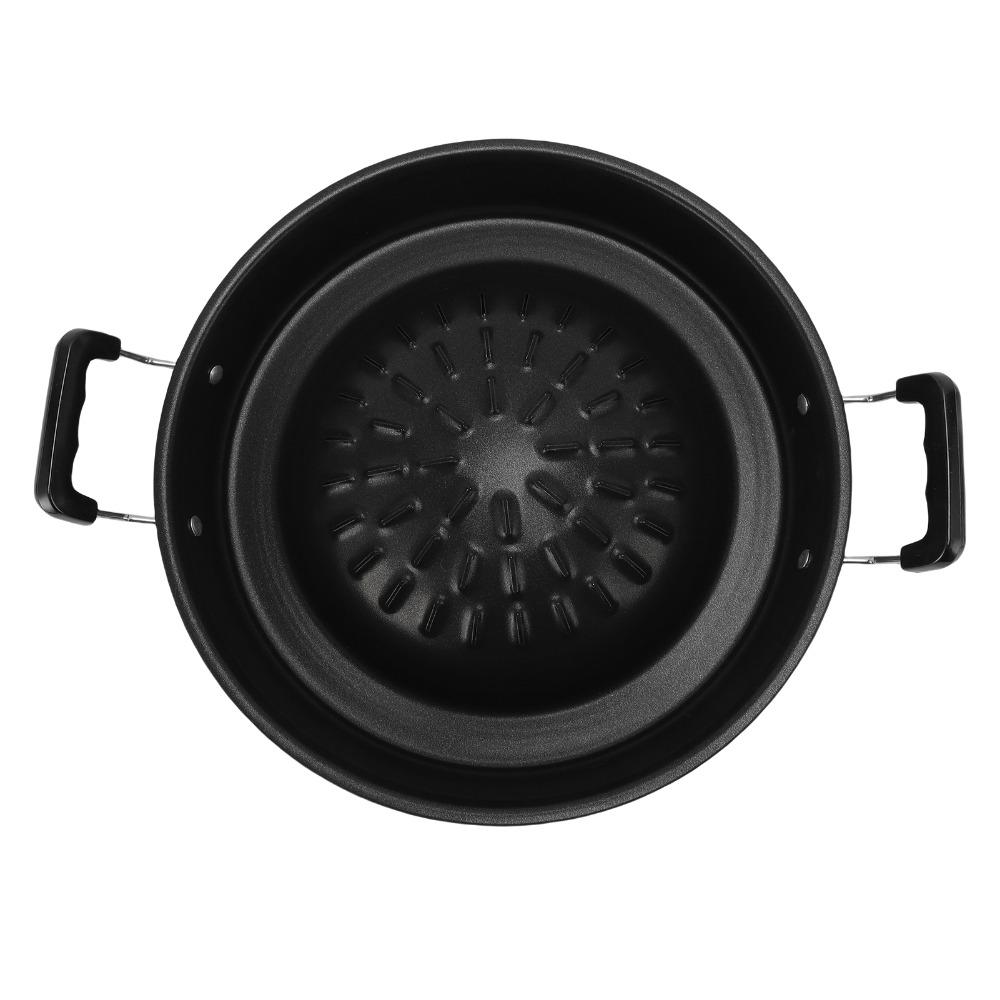 Black Thai BBQ Grill Pan Iron Round Thai Style BBQ Portable Grill Pan with Side Restaurant Use