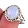 Natural Rainbow Moonstone Gemstone 925 Solid Silver Jewelry Ring Size 10 n7M95