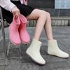 Rain Shoes Women's Adult Short Water Shoes Non-slip Waterproof Boots Wear-resistant Four-season Students Versatile Solid Color Warm Rain Boots Women