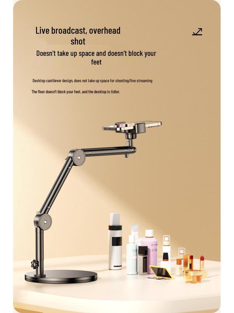 Adjustable Multi-Functional Boom Arm Stand for Phones & Tablets - Ideal for Desktop Video Recording and Live Broadcast