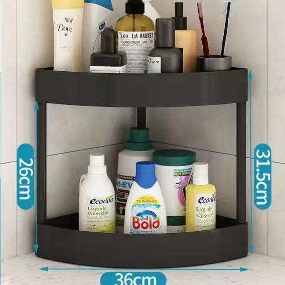Corner Shelf Plastic Kitchen Bathroom Triangle 3/4 Tier Storage Rack Rolling Cart with Wheels Slide Out Floor Shelves