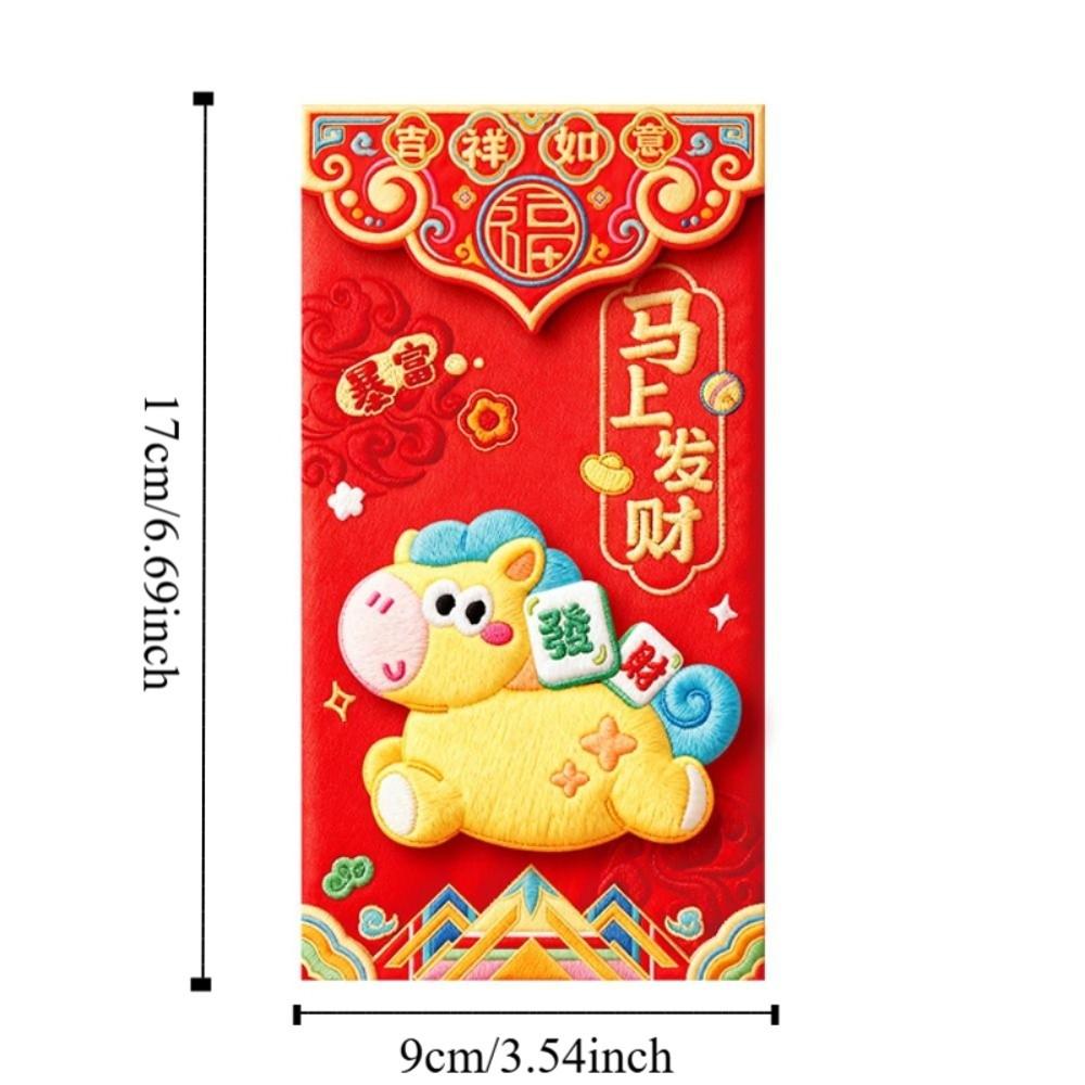 6Pcs Candy Color Pony Red Envelope Chinese Style 2026 Horse Year Spring Festival Red Packet Hongbao Blessing