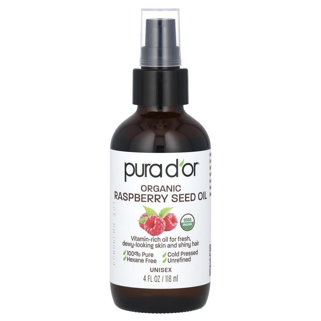 Pura D'or Organic Raspberry Seed Oil, 4 Fl Oz (118 Ml)