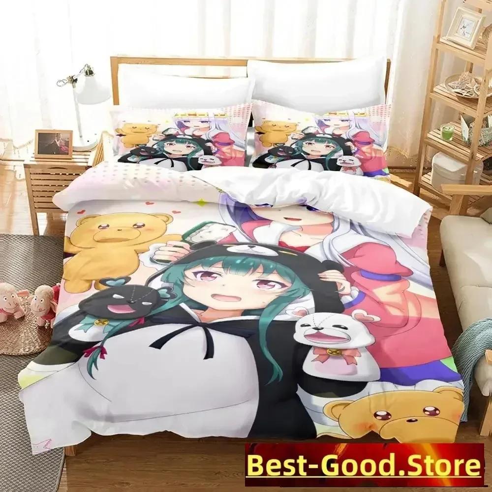 3D Аниме Kuma Kuma Kuma Bear Принт Комплект для кровати Пододеяльник Наволочка Постельный комплект Постельное белье Простыня Покрывало Полный Двуспальный Кинг-сайз