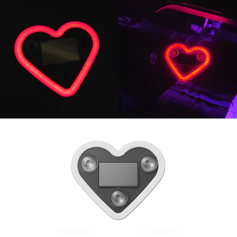 SEAMETAL LED Car Window Ambient Lamp Solar Energy Wiring Free Glowing Heart Atmosphere Neon Light Car Interior Decoration Accessories