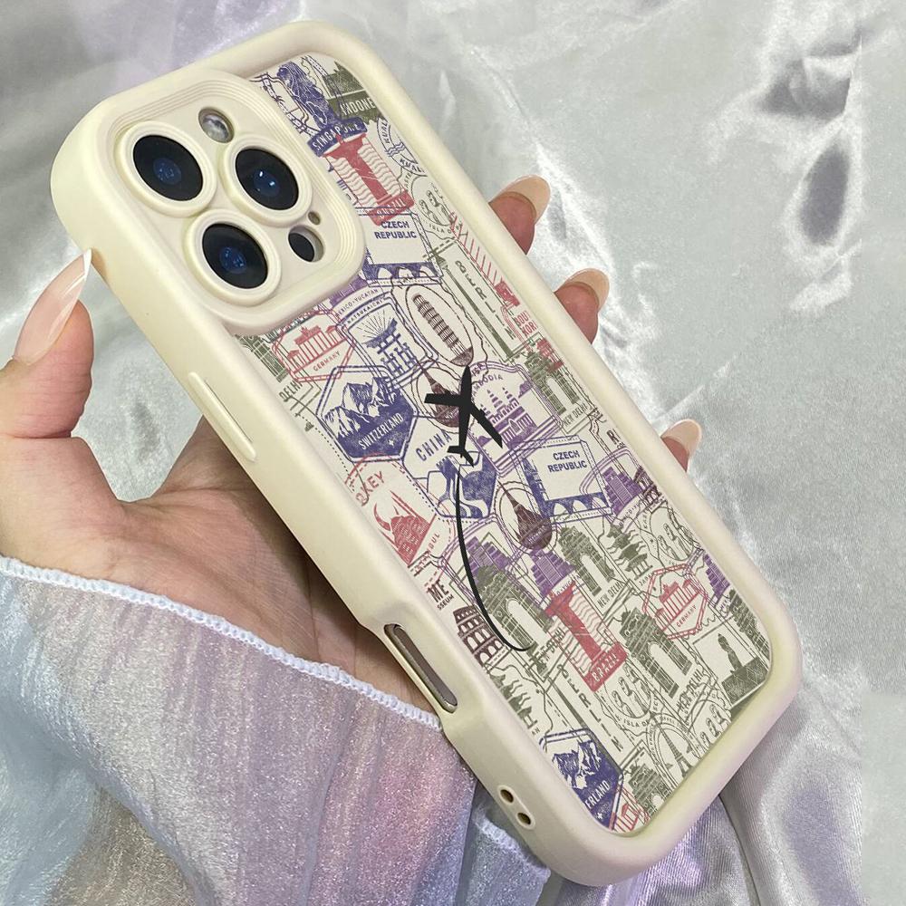 JT510 Ассортимент марок виза путешествие Париж для iPhone 17 16 15 Pro Max Samsung S26 S25 Ultra A17 A07 A56 A16 Xiaomi 15T Redmi 15c 14C Мягкий чехол