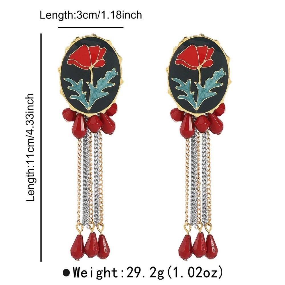 Personalized Enamel Flower Earrings Flower Button Multi-layer Tassel Earrings Jewelry Gifts