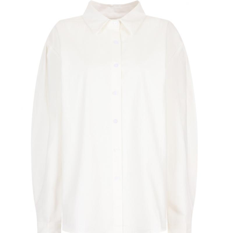 Shop Women Collar Neck Casual Daily Loose Fit Long Sleeve Cotton Shirt Naru Wb