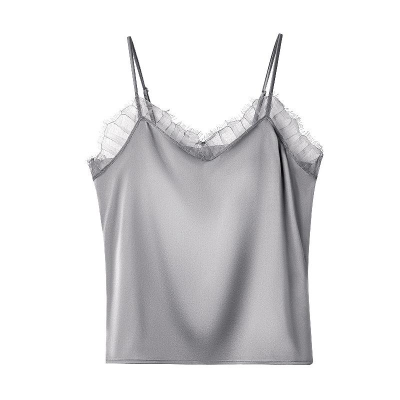 Tangge Luxury Lace-Trimmed Mulberry Silk Camisole with No-Wire Bra