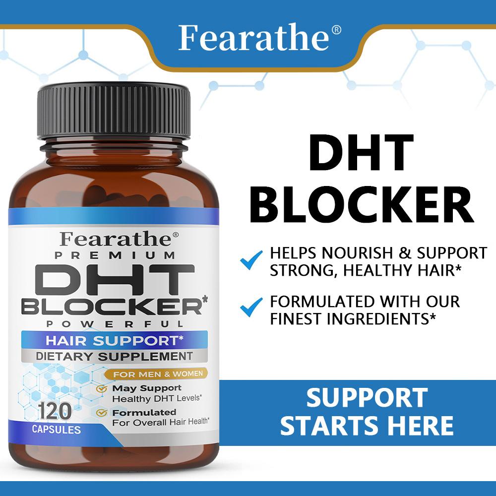 DHT Blocker Capsules Hair Support Supplement with Saw Palmetto & Biotin, 120 Vegan Capsules for Men & Women