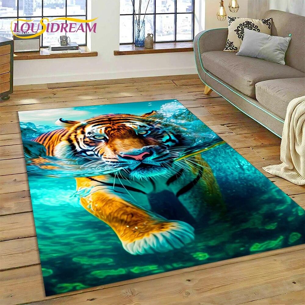 3D зверь, тигр, лев, животное, дикая природа, мультяшный ковер, ковер для дома, гостиной, спальни, дивана, коврик для двери, декор, детский коврик, нескользящий коврик