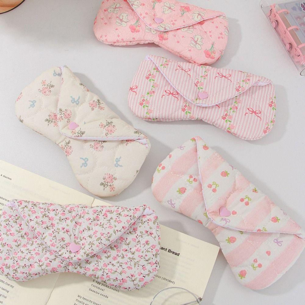 Handmade Fabric Sun Glasses Case with Buckle Lipstick Pouch Portable Makeup Brush Bag  Travel