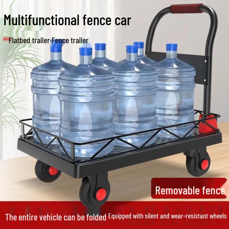 Silent Foldable Flatbed Hand Cart: Portable Turnover Trolley & Hand Truck